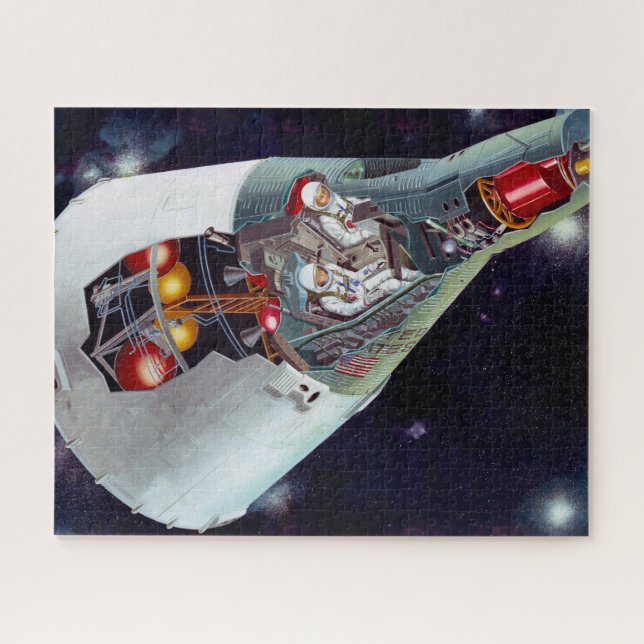 Ein zweiköpfiges Gemini-Raumschiff im Flug entführ (Horizontal)
