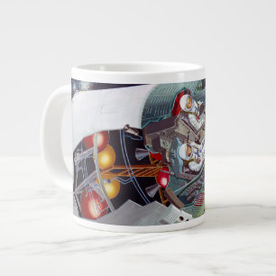 Ein zweiköpfiges Gemini-Raumschiff im Flug entführ Jumbo-Tasse