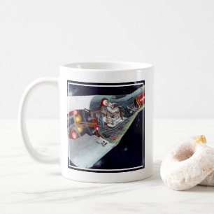 Ein zweiköpfiges Gemini-Raumschiff im Flug entführ Kaffeetasse