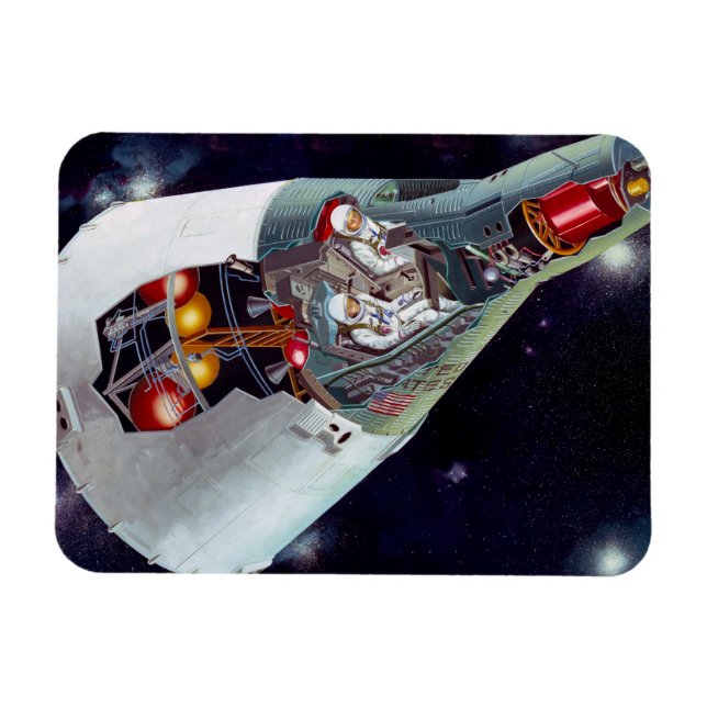 Ein zweiköpfiges Gemini-Raumschiff im Flug entführ Magnet (Horizontal)