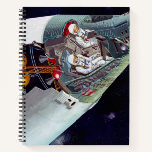 Ein zweiköpfiges Gemini-Raumschiff im Flug entführ Notizbuch