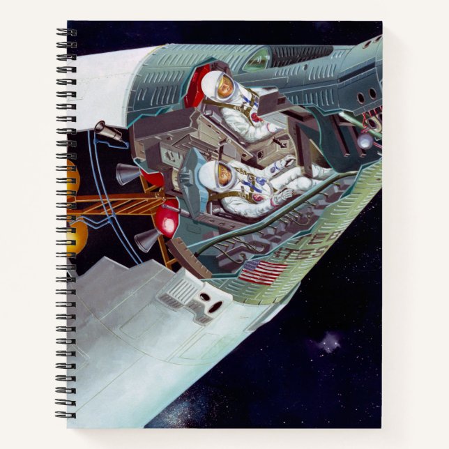 Ein zweiköpfiges Gemini-Raumschiff im Flug entführ Notizbuch (Vorderseite)