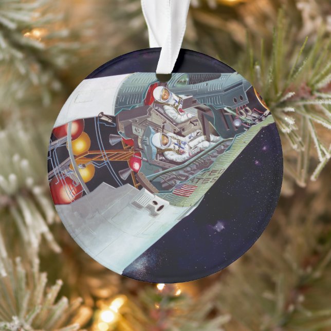 Ein zweiköpfiges Gemini-Raumschiff im Flug entführ Ornament (Baum)