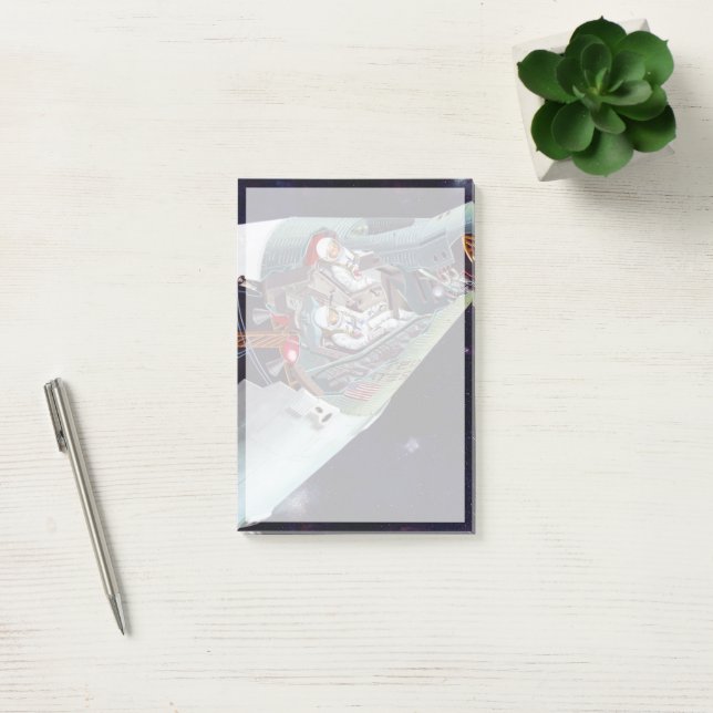 Ein zweiköpfiges Gemini-Raumschiff im Flug entführ Post-it Klebezettel (Büro)