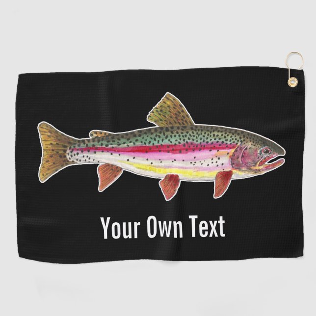 Einartige Regenbogenforelle Fliegenfischen Angelan Golfhandtuch (Horizontal)