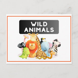 Einbinden von wilden Tierkarten, Löwen und Tiger Postkarte