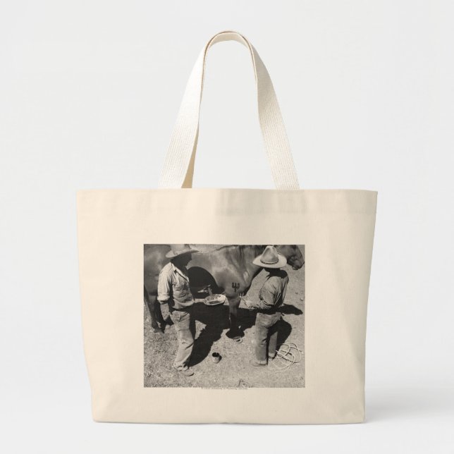 Einbrennende Pferde mit der Heugabelmarke Jumbo Stoffbeutel (Vorne)