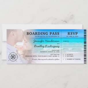 Eincheckheft Strand Foto RSVP & Hochzeit Einladung
