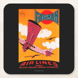 Eindecker-Plakat der Farman Rechteckiger Pappuntersetzer