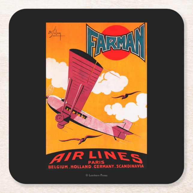 Eindecker-Plakat der Farman Rechteckiger Pappuntersetzer (Vorderseite)