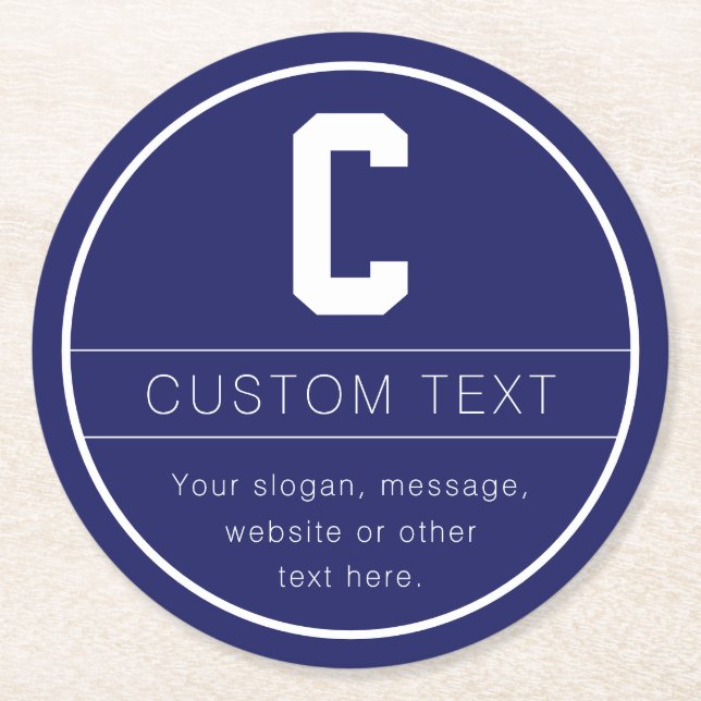 Eindeutige Bezeichnung und Monogramm-Vorlage | Mar Runder Pappuntersetzer (Vorderseite)