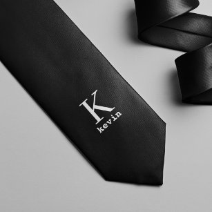 Eindeutige personalisierte Schwarz-Weiß-Monogramm- Krawatte