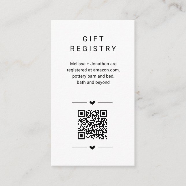 Eindeutige QR-Code-Geschenkkartei einfügen Begleitkarte (Vorderseite)