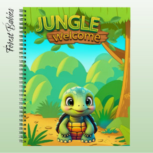 Eindeutige Schachtbrett-Schildkröte Waldlandschaft Notizbuch