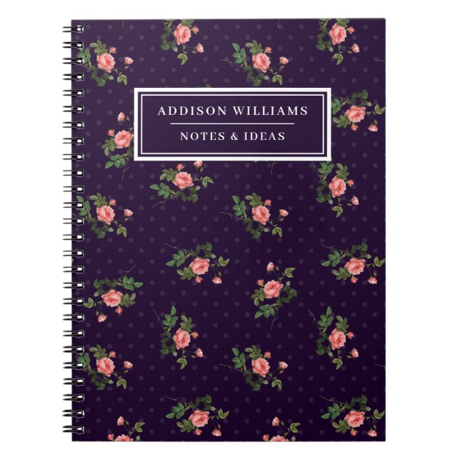 Eindeutiger Name Rosa Lila Rose Journal Notizblock (Vorderseite)