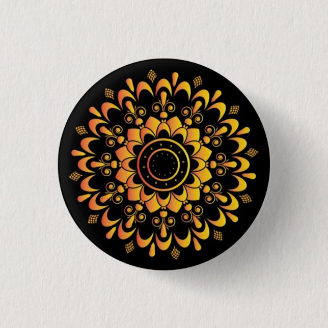 Eindeutiges goldenes Mandala-Design-95747 Button (Vorderseite)