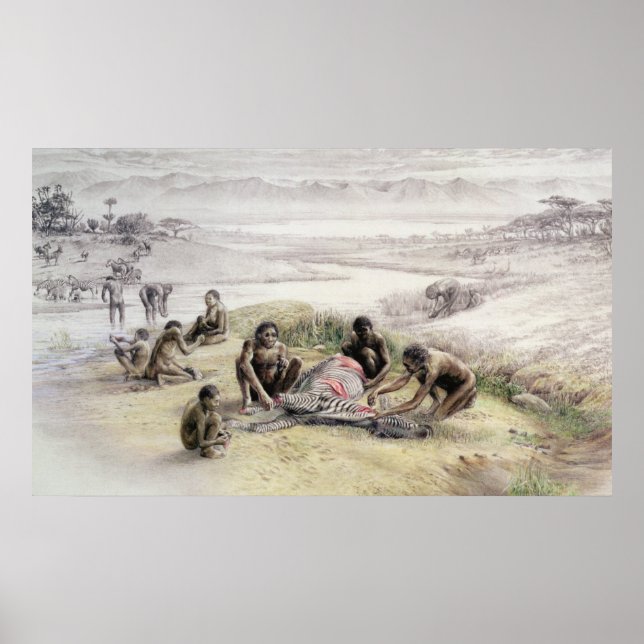 Eindruck eines von Homo Habilis besetzten Lagers Poster (Vorne)