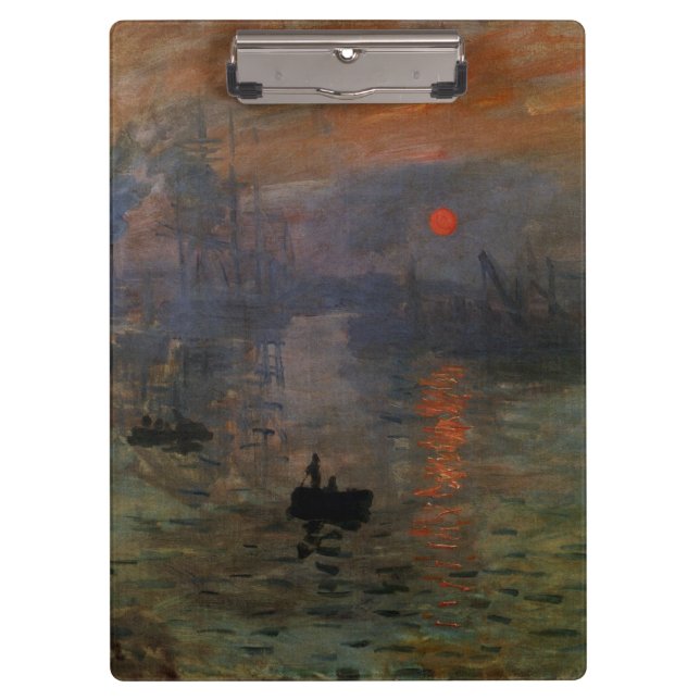 Eindruck Sonnenaufgang von Claude Monet, Vintage K Klemmbrett (Vorderseite)