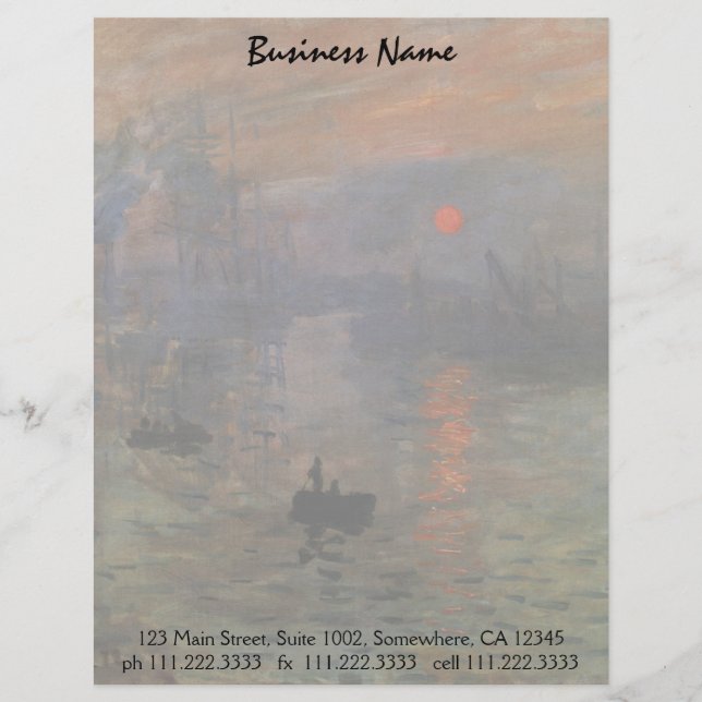 Eindrucks-Sonnenaufgang durch Claude Monet, Briefbogen (Vorderseite)