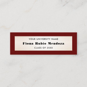 Eindrucksvolle Burgundy Gold Abschluss Name einfüg Mini Visitenkarte