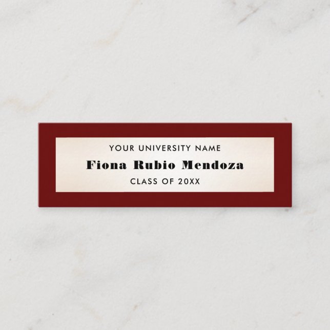 Eindrucksvolle Burgundy Gold Abschluss Name einfüg Mini Visitenkarte (Vorderseite)