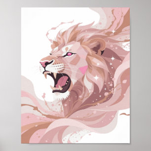 Eindrucksvoller Silber LÖWENKÖNIG Custom-Design v2 Poster