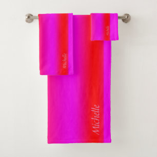 Eindrucksvolles rosa und rotes Badetuch-Set Badhandtuch Set