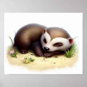 Eine 3D-Aquarellmalerei auf einem Niedlichen Honey Poster