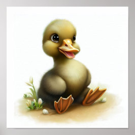Eine 3D-Aquarellmalerei einer Niedlichen jungen Ga Poster