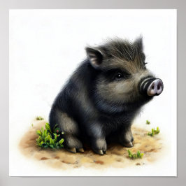 Eine 3D-Aquarellmalerei eines Niedlichen Wildhunde Poster