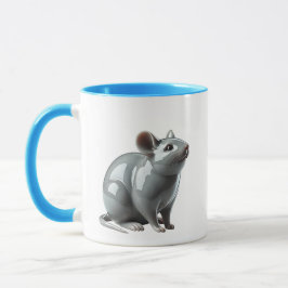 Eine 3D-Maus hüpft Gefühlsduft. Tasse
