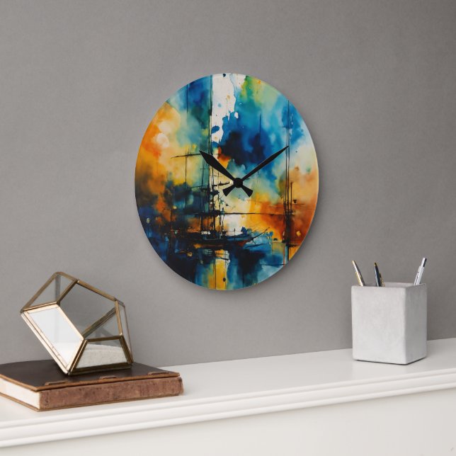eine abstrakte Maueruhr Große Wanduhr (Büro)
