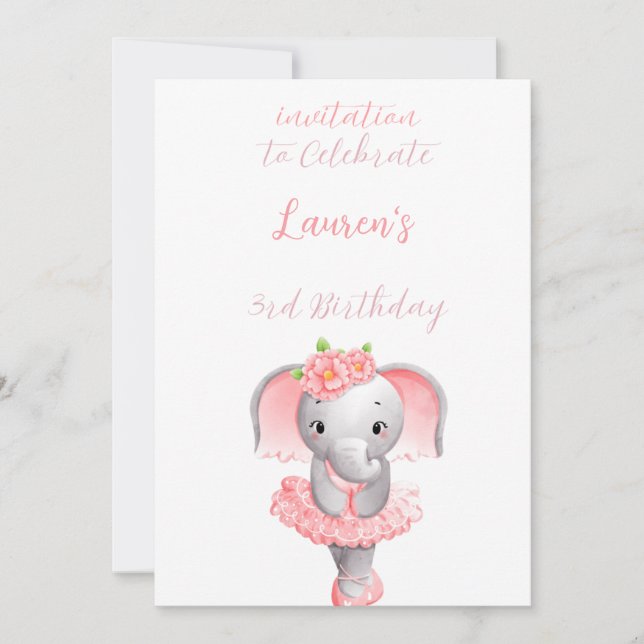 Eine adorable Elephant-Abbildung 3 Einladung (Vorderseite)