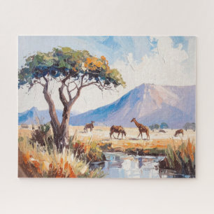 Eine afrikanische Landschaft in goldenem Licht