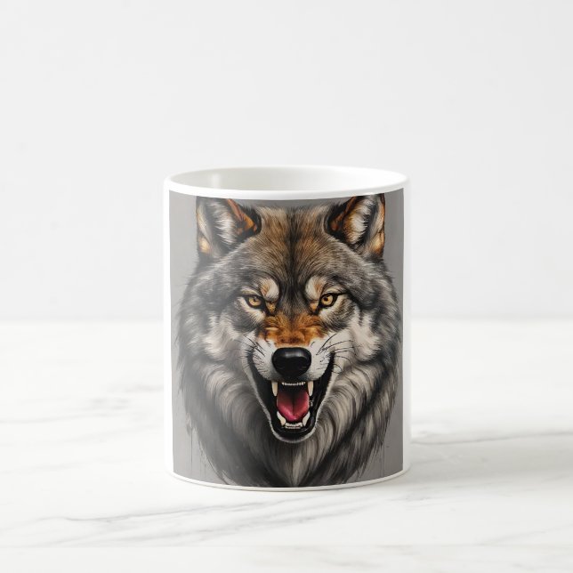 Eine aggressive Wolf-Tasse Kaffeetasse (Mittel)