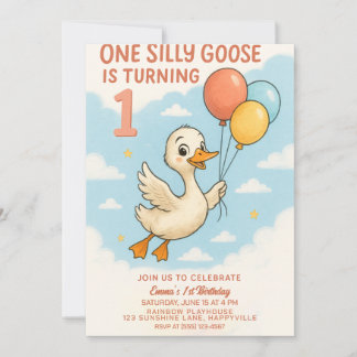 Eine Alberne Gans 1. Geburtstag Einladung für Mädc
