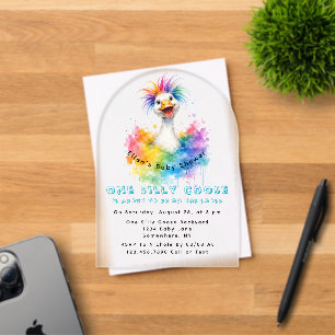 Eine alberne Gans Regenbogen-Baby-Party Süß Acryleinladungen