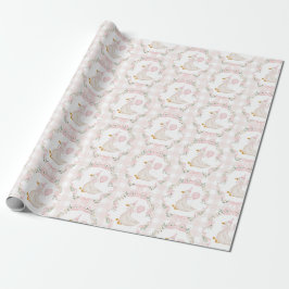 Eine alberne Gans rosa Schleife Gingham Geburtstag Geschenkpapier