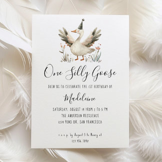 Eine Alberne Gänse 1. Geburtstag Niedliche Wasserf Einladung