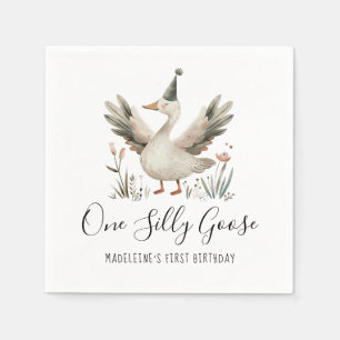 Eine Alberne Gänse 1. Geburtstag Niedliche Wasserf Serviette
