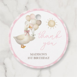 Eine Alberne Gänse, rosa Gingham, Retro Geschenkanhänger