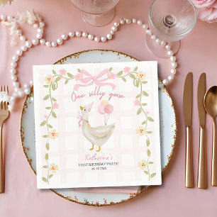 Eine Alberne Gänse Vintage Rosa Ente 1. Geburtstag Serviette