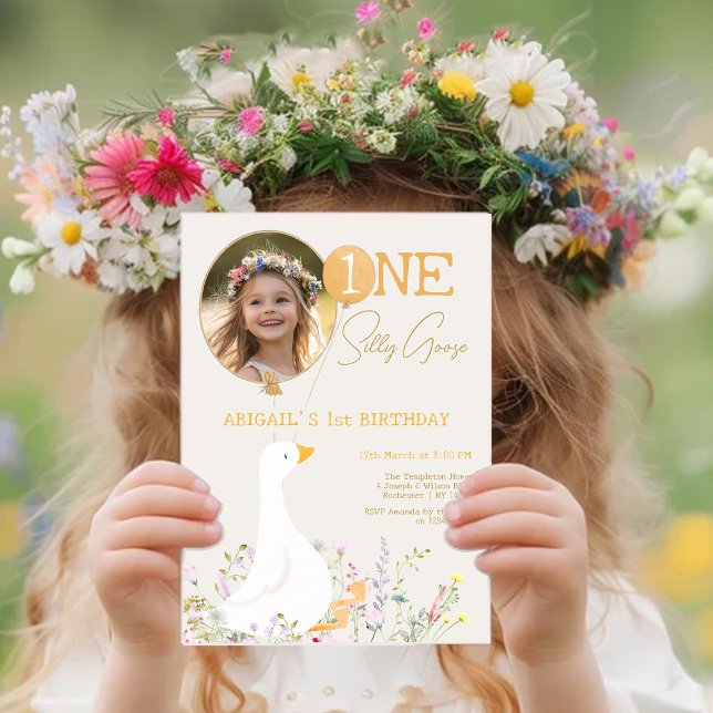 Eine Alberne Gänse Wildblume 1. Geburtstag Foto Einladung (Von Creator hochgeladen)