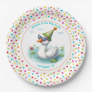 Eine Alberne Gänsefeier zum ersten Geburtstag Pappteller