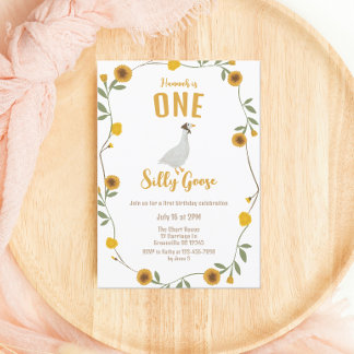 Eine Alberne Gänsegelbe Wildblume Geburtstag Einladung