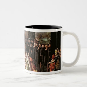 Eine Allegorie der Tyrannei des Herzogs von alba Zweifarbige Tasse