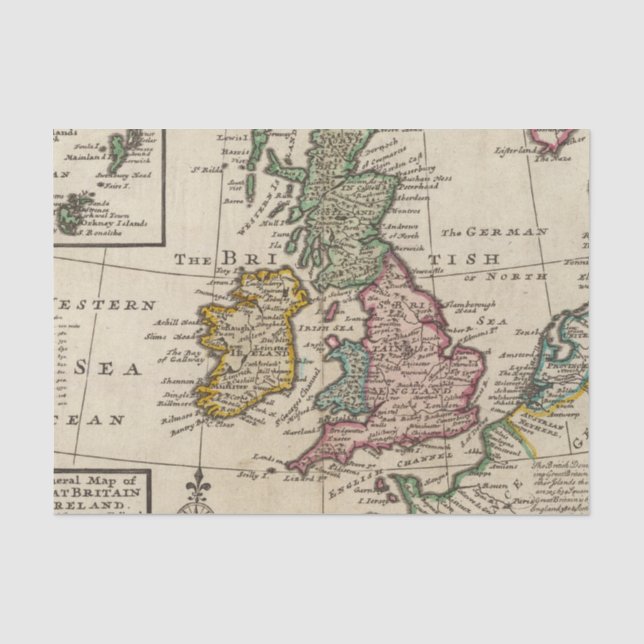 Eine allgemeine Karte von Großbritannien und von Seidenpapier (Vorderseite)