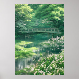 Eine alte Holzbrücke im Grünen Poster