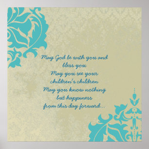 EINE ALTE IRISCHE HOCHZEIT Segen Distressed Damast Poster