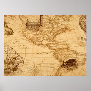 Eine alte Karte Amerikas Poster